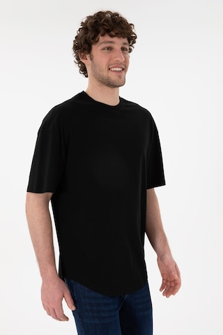 U.S. Polo Assn. Erkek Long Fit Bisiklet Yaka Siyah Basic Tişört 50305988-VR046