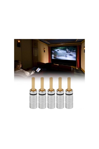 Moveevo J.10054 4mm Gümüşe Sarılmış Testere Dişli Muz Soketi - Kaynaştırma Yok, Sıkıştırma Tipi, Ses Sistemleri İçin, 5 Adet, Siyah Ve Renk Seçenekleri