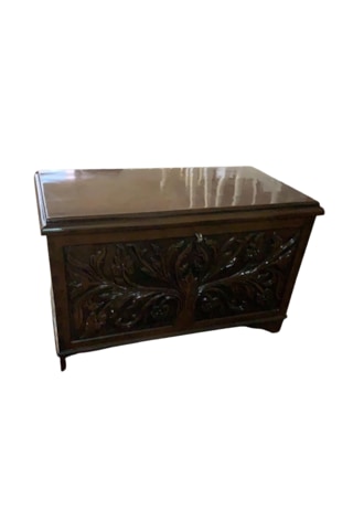 Çeyiz 13648 Sandık Ahşap Kayın El Oymalı Model Kilit Parlak Ceviz Natüre El Yapı