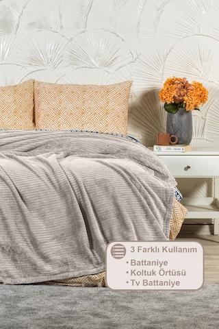 Elart Anna Battaniye Çift Kişilik Wellsoft 180x220 Cm Taş Rengi Taş