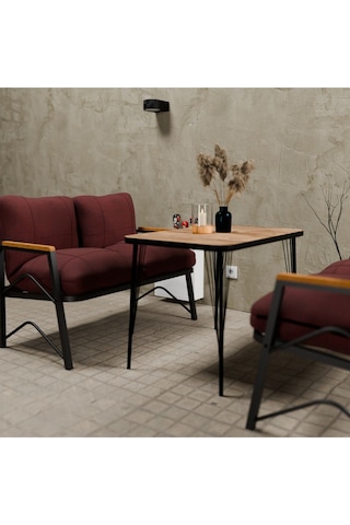 Mb Garden Furnıture Simetri Model, Balkon, Mutfak, Bahçe,cafe,metal Koltuk Takımı,bahçe Takımı,çay Seti, 2+2 Takım+masa Bordo