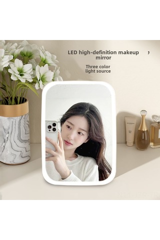 Geeroyoo Led Işıklı Masaüstü Makyaj Aynası, Şarj Edilebilir, Üçlü Işık Kaynağı, Katlanabilir, Kadınlar İçin, Büyük Boy 155 26 220mm , Pembe Diğer