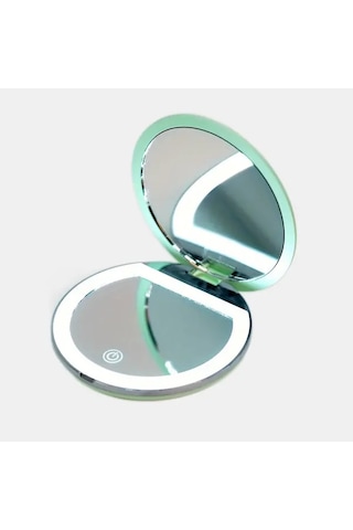 Brightnova Portable Led Seyahat Makyaj Aynası Green2x Çift Taraflı Katlanabilir 2x 5x Büyütmeli Cep Çantası Ahşap