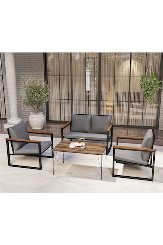 Avvio Newyork Bahçe Mobilyası 2-1-1 Bahçe Takımı Balkon Takımı Teras Mobilyası Siyah