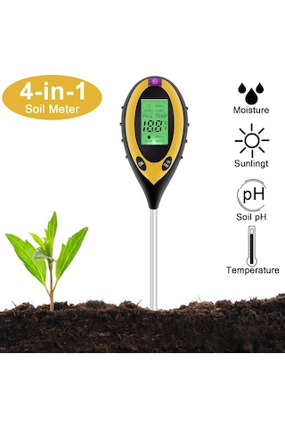 Toprak Nem Isı Ph Işık Ölçer 4-In-1