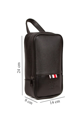 Adelina Erkek Siyah Vegan Deri Seyahat Kozmetik Portföy El Çanta