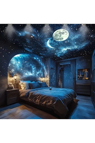 Honeybeeshop 1 Bilgisayar Su Dalgası Yıldızlı Gökyüzü Projeksiyon Lamba Usb 7 Renk 3 Mod Yatak Odası Gece Işığı Doğum Günü Parti Dekor Işık