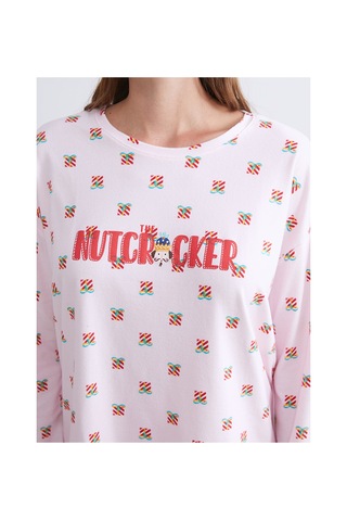 Lcw Young Pembe Bisiklet Yaka Yılbaşı Temalı Kadın Pijama Takımı