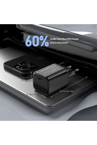 Topshop1 65w Gan Hızlı Şarj Cihazı Siyah Qc 4 0 3 0 Type C Pd Usb Huawei Xiaomi Samsung Oneplus İphone Uyumlu Macbook Laptop İçin