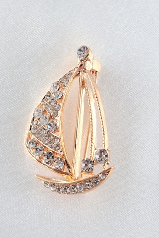 Özgürlüğün Rotası Yelkenli Broş Kristal Taşlı Gold Renkli Unisex Erkek Kadın Yaka İğnesi Gemi Çok renkli