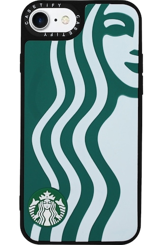 Apple Uyumlu iPhone 7 Starbucks Baskılı 3d Kabartmalı Kamera Koruyuculu Kılıf Koyu Yeşil
