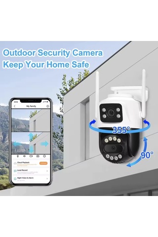 6mp Üç Lensli Wifi Ptz Kamera 8x Zoom, Aı Takip, Gece Görüş, Ip66 Su Geçirmez