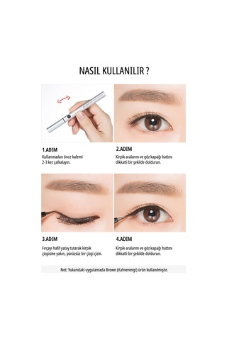 İnce Fırça Uçlu Kalem Eyeliner Natural Fix Brush Pen Liner Brown 2