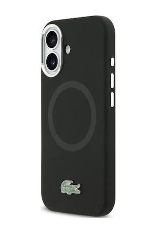 Apple Uyumlu iPhone 17 Kılıf Lacoste Lisanslı M-safeli İkonik Logolu Metal Kamera Çerçeveli Silikon Kapak Siyah Siyah