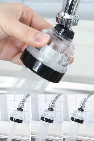 Yayke3 Fonksiyonlu Şeffaf 360 Derece Döner Musluk Başlığı