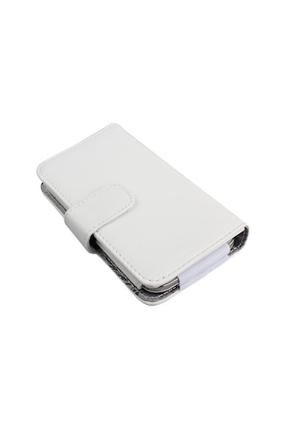 Apple Uyumlu iPhone 6/6s/7/8/se İle Yan Kapaklı Cüzdanlı Kart Bölmeli Deri Kılıf Beyaz Renk