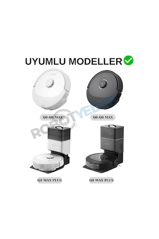 Roborock Q8 Max, Q8 Max Plus Uyumlu Beyaz Yedek Mop Ve Yan Fırça-4 Parça