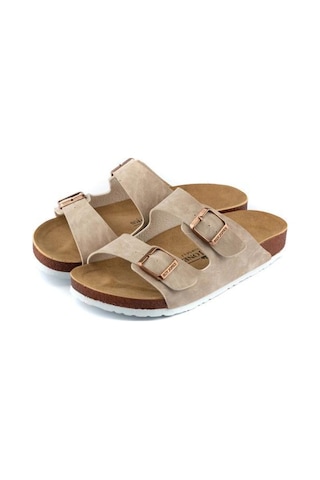 Roy Jones 7001 Bej Erkek Comfort Casual Anatomik Tokalı Terlik Bej