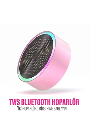 Mini Bluetooth Hoparlör Ses Bombası Tws Hoparlör Pembe