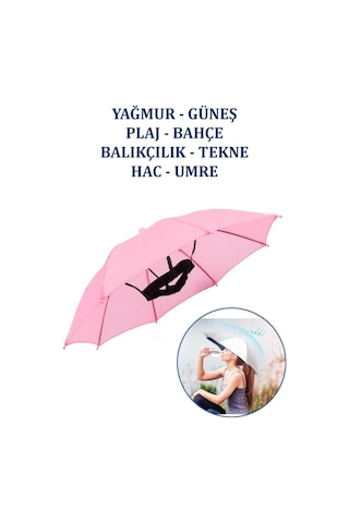 Eleven Markets Kafaya Takılan Şapka Şemsiye Gölgelik Plaj Yazlık Kafa Şemsiyesi- Pembe Pembe