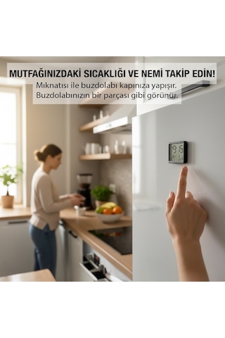 Upway Dijital Sıcaklık Ve Nem Göstergeli Saat Mıknatıslı Kompakt Mini Model Siyah
