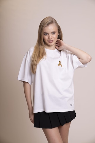 Afloow Muse Oversize Beyaz Tişört %100 Pamuk Ön Leopar A Harfi Detaylı, Sırtı Büyük Leopar Baskılı, Rahat Ve Şık Tasarım Unisex Günlük T-shirt Beyaz