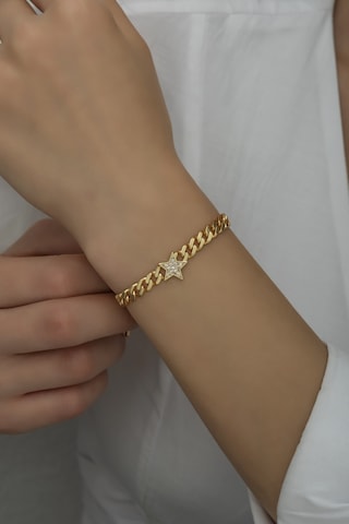 Altın Kaplama Yıldız Model Gurmet Zincir Bileklik Sarı