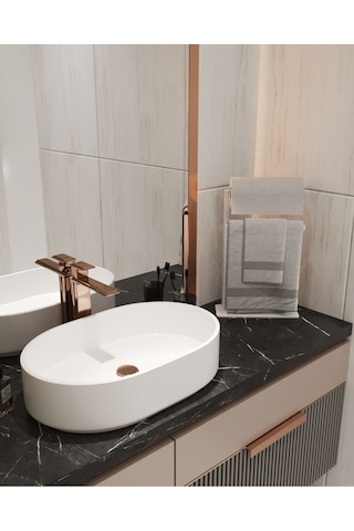 Aju Havluluk Tezgah Üzeri Kağıt Havluluk Ev Banyo Dekorasyonu Paslanmaz Metal Tasarım Montaj Gerektirmez Beyaz