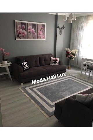 Paşa Kaymaz Taban Halı Kilim Yolluk Yıkanabilir Gri Beyaz