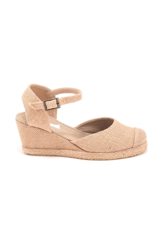 Gerçek Elişi Keten Hasır Espadril Burnu Hasırlı Arkası Açık Dolgu Topuk Handmade Hasır