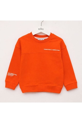 Wanex Erkek Çocuk Uzun Kollu Baskılı Sweatshirt Turuncu 4 9 Yaş Turuncu