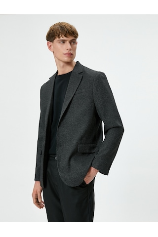 Koton Blazer Ceket Slim Fit Düğmeli Çift Cep Detaylı Mono Yaka Antrasit Desenli 4sam50001hw 4SAM50001HW9D3 Antrasit