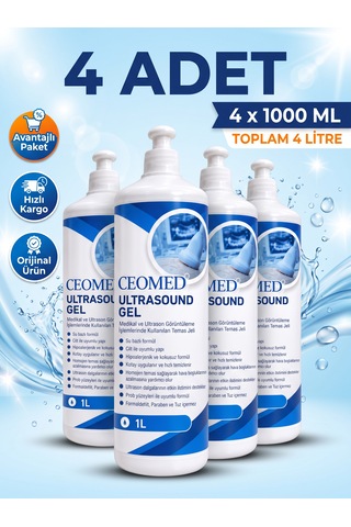 Ceomed 4 Adet X 1 Litre Görüntüleme Jeli - Paraben Ve Tuz Içermez