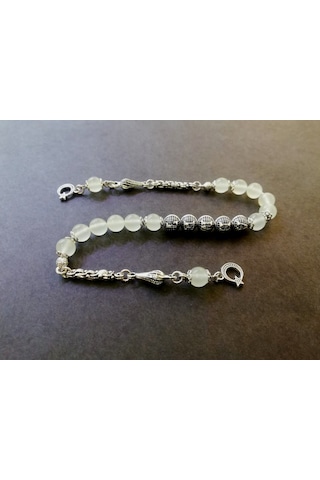 Zaza - İsimli - Kişiye Özel - Fosforlu Kedi Gözü Tesbih - 8 Mm