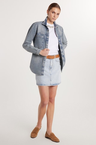 Tudors Kadın Slim Fit Dar Kesim Cepli Mini Denim Etek-33923 Lacivert