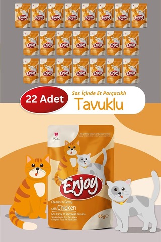 Enjoy Kedi Konserve Maması, Tavuk Etli, 85g, 22 Adet