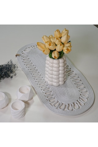 Zengin Design Home Zdh-801 Oval Runner Beyaz