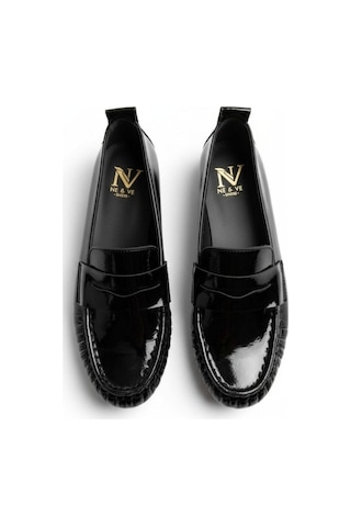 Ne&ve Shoes Siyah Rugan Deri Astarsız Esnek Kadın Günlük Şık Ve Rahat Loafer