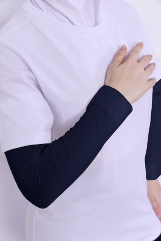 Loggia Likralı Penye Kolluk Lacivert - Pratik Kadın Tesettür Düz Namaz Kolluğu 1 Çift 40cm Viskon Hijab Lacivert