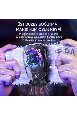 Coofbe Dijital Göstergeli Turbo Fan Işıklı Klipsli 27w Telefon Soğutucu Radyatör Tüm Telefonlara Uyumlu