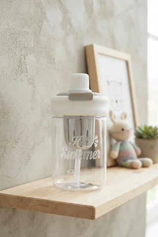 Askılı Pipetli Sızdırmaz Meyve Hazneli Suluk 600 Ml Beyaz