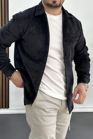 Erkek Kadife Kumaş Gömlek Siyah Edw214 Siyah