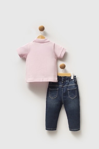 U.S. Polo Assn. Kız Bebek Toz Pembe Polo Yaka Tişört Jean Pantolon Takım 2'li 50322910-VR050