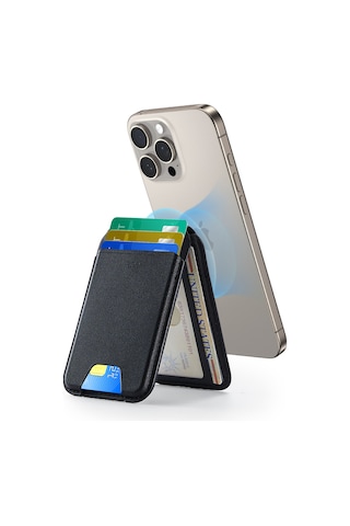 Halolock Vegan Leather Wallet Stand Standlı Cüzdan Siyah