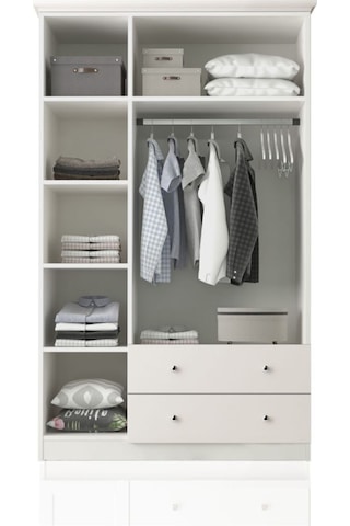 Side 3 Kapak 2 Çekmece Gardırop Beyaz