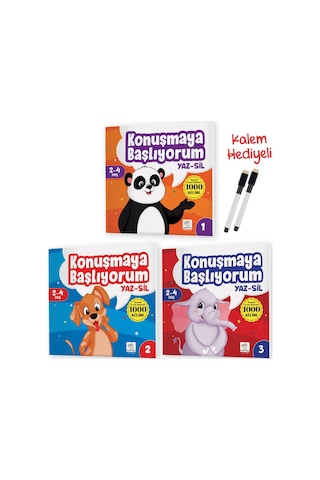 Konuşmaya Başlıyorum Serisi (türkçe'de En Çok Kullanılan 1000 Kelime) (2-4 Yaş) Yaz-Sil Kitaplar