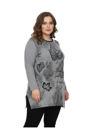 Kadın Yumoş Taşlı Baskılı Tunik Bgl-st05070 Gri