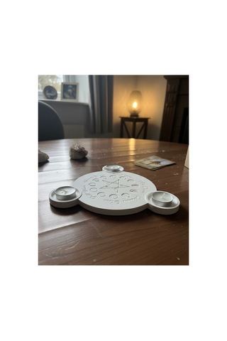 Ay Döngüsü Ve Yıldız Motifli Dekoratif Mumluk - Astroloji Ve Gotik Ev Dekoru 25 Cm Beyaz