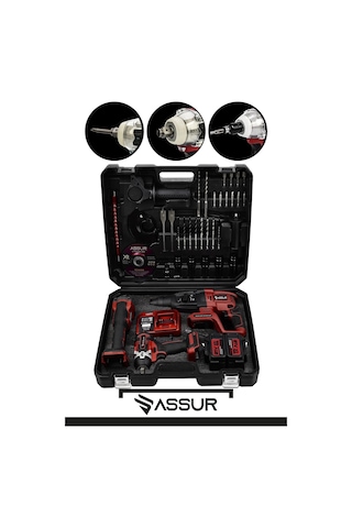 Assur 21V 2.0ah 3 Lü Set Şarjlı Matkap Hilti 2 - 26mm 450nm Torklu Vidalama Somun Sıkma Şarjlı Taşlama 125mm - 2198