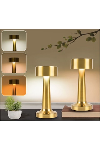 Dimmerli Dekoratif Gold Şarjlı Dokunmatik Led Masa Lambası Usb Kablolu Gece Lambası Nv0055g Gold